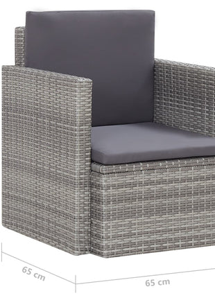 Tuinstoel met kussens poly rattan grijs