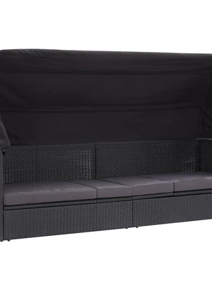 Tuinbed Met Luifel 205X62 Cm Poly Rattan