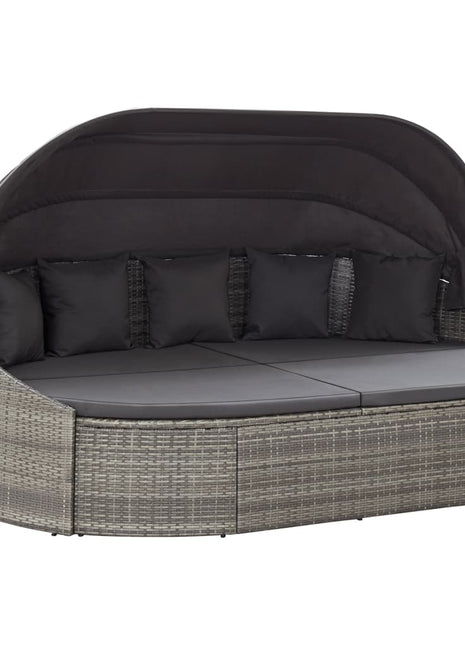 Loungebed Met Luifel Poly Rattan