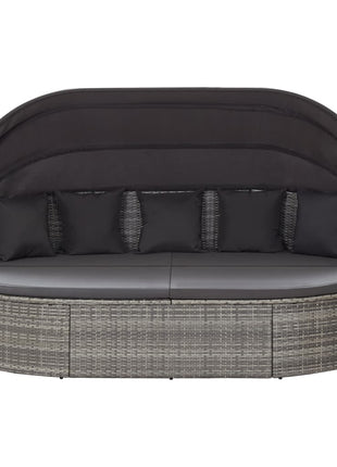Loungebed Met Luifel Poly Rattan