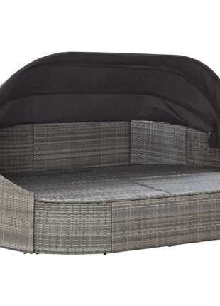 Loungebed Met Luifel Poly Rattan