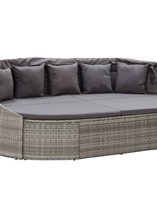 Loungebed Met Luifel Poly Rattan