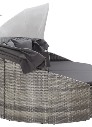Loungebed Met Luifel Poly Rattan