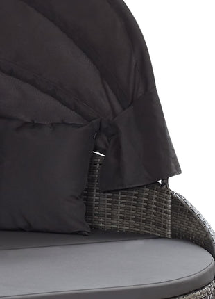 Loungebed Met Luifel Poly Rattan