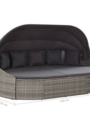 Loungebed Met Luifel Poly Rattan