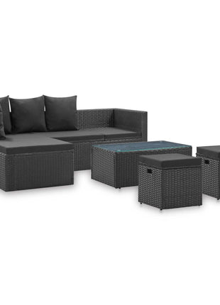 Loungeset Met Kussens Poly Rattan