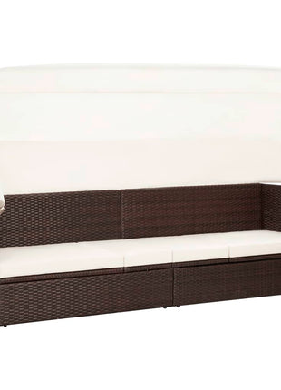 Tuinbed Met Luifel 205X62 Cm Poly Rattan