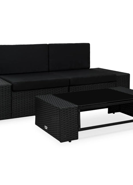 3-Delige Loungeset Poly Rattan
