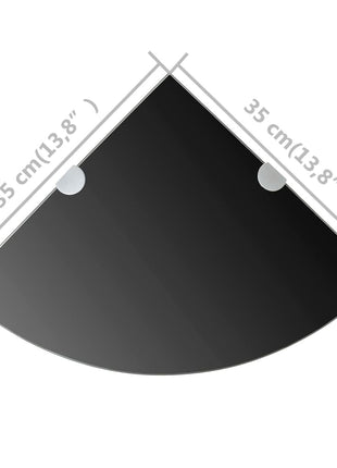 Hoekschappen Met Chromen Dragers Glas Zwart