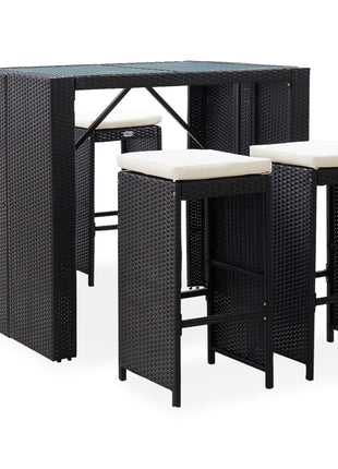 9-Delige Tuinbarset Poly Rattan Zwart