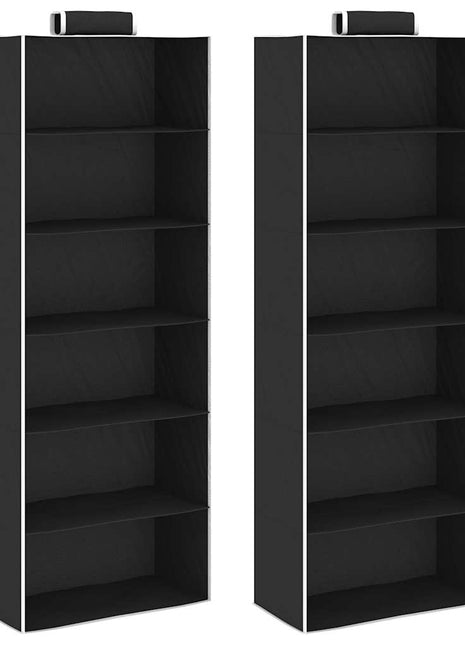 Kledingorganisers Hangend Met 4 Schappen Stof Zwart