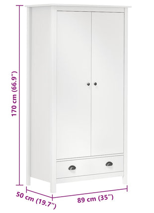 Kledingkast Hill 2 Deuren 89X50X170 Cm Massief Grenenhout