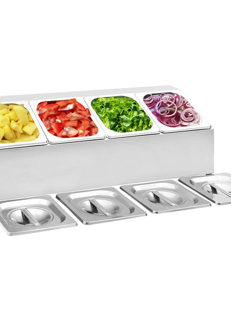 Gastronormbakkenhouder met 4 GN 1/6 bakken roestvrij staal