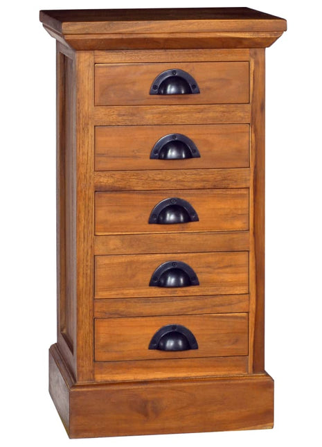 Kast met 5 lades 35x30x60 cm massief teakhout