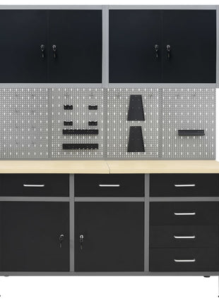 Werkbank Met Vier Wandpanelen En Twee Kasten