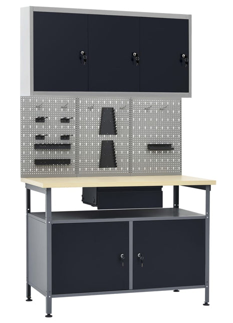 Werkbank Met Drie Wandpanelen En Een Kast