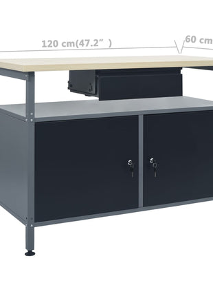 Werkbank Met Drie Wandpanelen En Een Kast