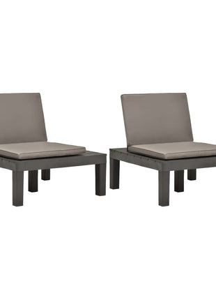 Loungestoelen Met Kussens Kunststof Antraciet