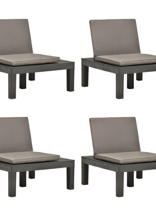 Loungestoelen Met Kussens Kunststof Antraciet