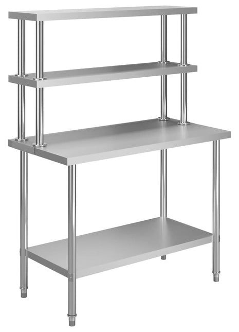 Keukenwerktafel met bovenschap 120x60x150 cm roestvrij staal