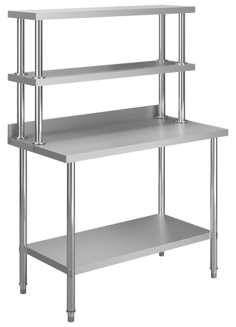 Keukenwerktafel met bovenschap 120x60x150 cm roestvrij staal