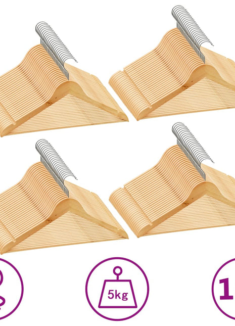 20-Delige Kledinghangerset Anti-Slip Hardhout