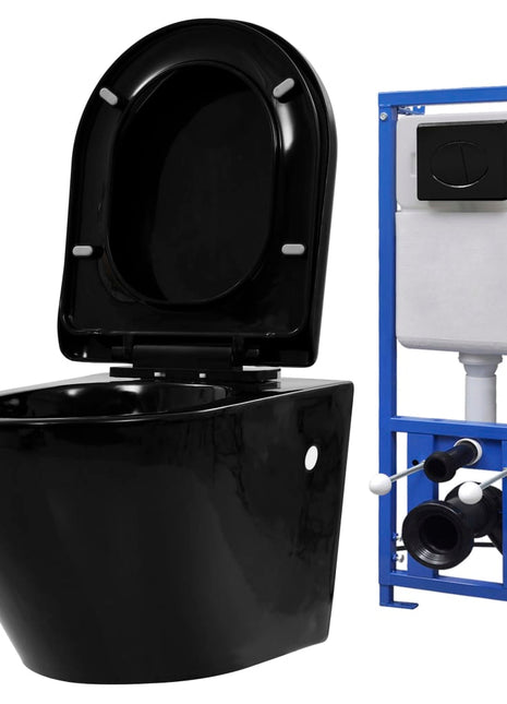 Hangend Toilet Met Verborgen Stortbak Keramiek Zwart