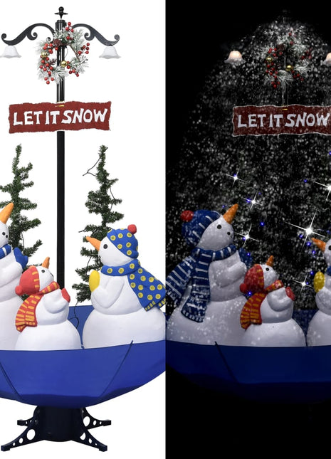 Kerstboom Sneeuwend Met Paraplubasis 170 Cm Pvc Blauw Zwart En Rood