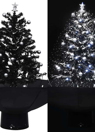 Kerstboom Sneeuwend Met Paraplubasis 140 Cm Pvc Zwart