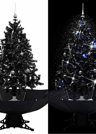 Kerstboom Sneeuwend Met Paraplubasis 140 Cm Pvc Zwart