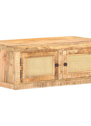 Salontafel 90X50X35 Cm Massief Mangohout En Natuurlijk Riet