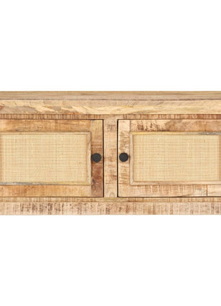 Salontafel 90X50X35 Cm Massief Mangohout En Natuurlijk Riet