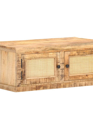 Salontafel 90X50X35 Cm Massief Mangohout En Natuurlijk Riet