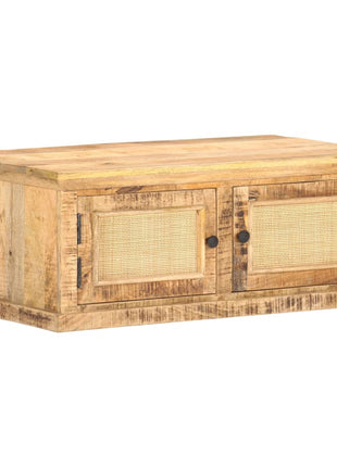 Salontafel 90X50X35 Cm Massief Mangohout En Natuurlijk Riet