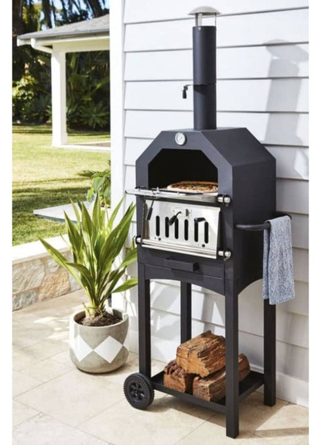 Barbecue pizzaoven zwart
