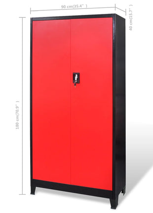 Gereedschapskast Met Kist 90X40X180 Cm Staal Rood En Zwart