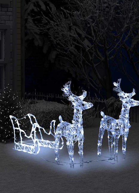 Kerstversiering Rendieren En Slee 160 Led's 130 Cm Acryl Koudwit