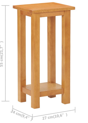 Bijzettafel 27X24X55 Cm Massief Eikenhout