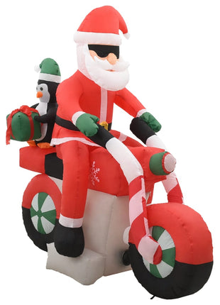 Kerstman Opblaasbaar Op Motorfiets Led Ip44 160 Cm