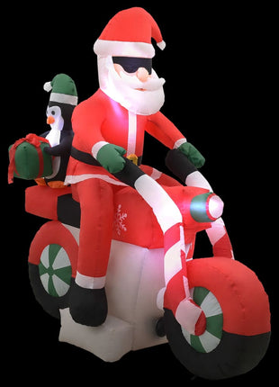 Kerstman Opblaasbaar Op Motorfiets Led Ip44 160 Cm