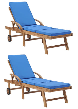 Ligbed Met Kussen Massief Teakhout