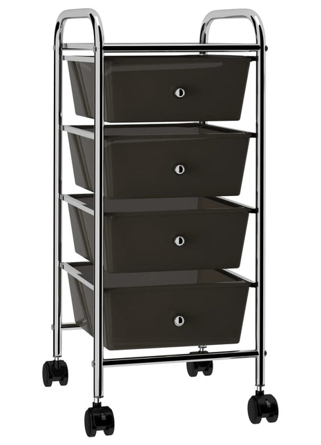Opbergtrolley met 4 lades mobiel kunststof zwart