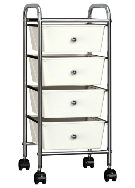 Opbergtrolley met 4 lades mobiel kunststof wit