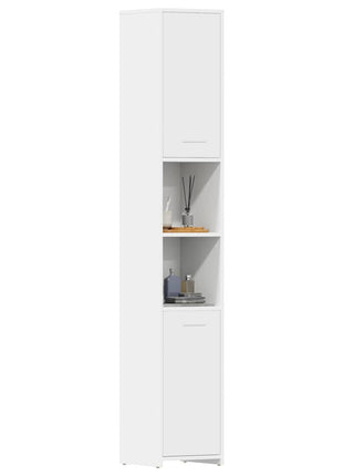 Badkamerkast 30x30x183,5 cm bewerkt hout wit