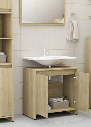 Badkamerkast 60x33x61 cm bewerkt hout sonoma eikenkleurig