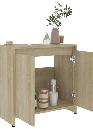 Badkamerkast 60x33x61 cm bewerkt hout sonoma eikenkleurig