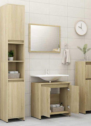 Badkamerkast 60x33x61 cm bewerkt hout sonoma eikenkleurig