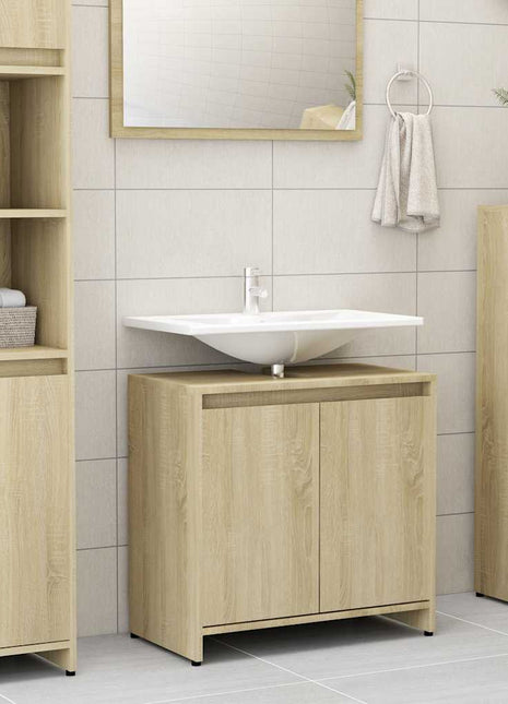 Badkamerkast 60x33x61 cm bewerkt hout sonoma eikenkleurig