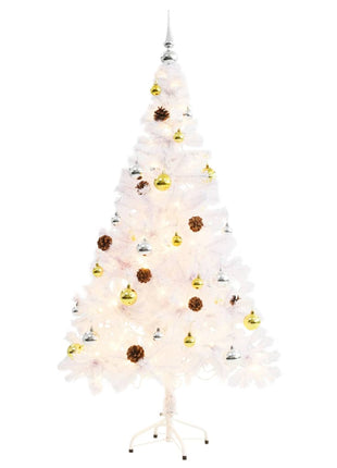 Kunstkerstboom Met Verlichting En Kerstballen 150 Cm Wit
