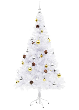 Kunstkerstboom Met Verlichting En Kerstballen 150 Cm Wit